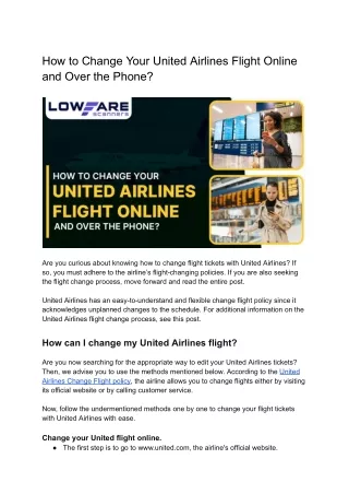 How to Change Your United Airlines Flight Online and Over the Phone_