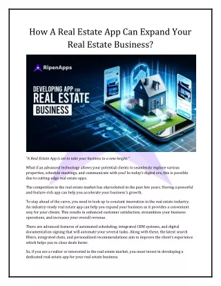 How A Real Estate App Can Expand Your Real Estate Business