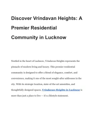 Discover Vrindavan Heights_ A Premier Residential Community in Lucknow