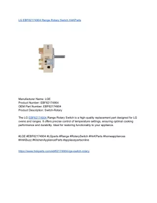 LG EBF62174904 Range Rotary Switch HnKParts