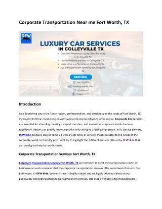 Corporate Transportation Near me Fort Worth