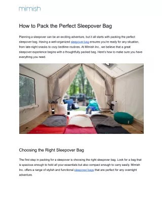 How to Pack the Perfect Sleepover Bag