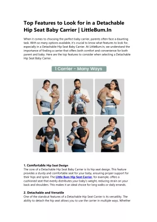 Essential Features of the Perfect Detachable Hip Seat Baby Carrier | LittleBum