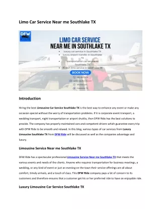 Limo Car Service Near me Southlake TX