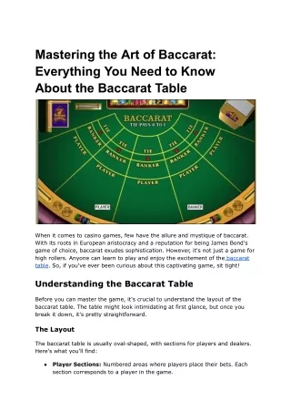 Mastering the Art of Baccarat_ Everything You Need to Know About the Baccarat Table