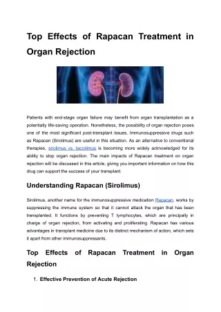 pdf Top Effects of Rapacan Treatment in Organ Rejection