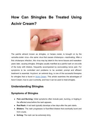 pdf How Can Shingles Be Treated Using Acivir Cream