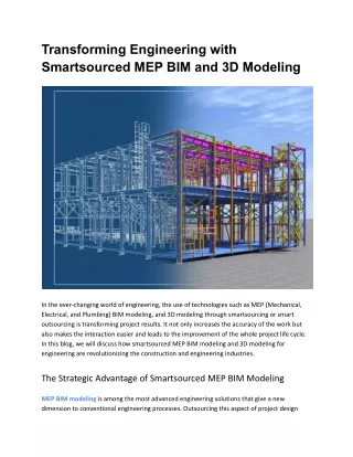 Transforming Engineering with Smartsourced MEP BIM and 3D Modeling