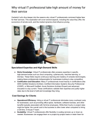Why virtual IT professional take high amount of money for their service -clerk tech
