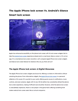 The Apple iPhone lock screen Vs. Android’s Glance Smart lock screen