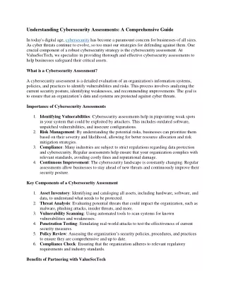 Understanding Cybersecurity Assessments