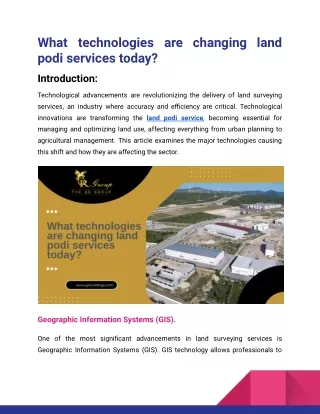 What technologies are changing land podi services today_GR Group