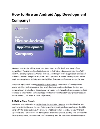 How to Hire an Android App Development Company?