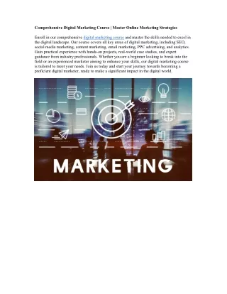 Comprehensive Digital Marketing Course | Master Online Marketing Strategies