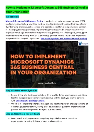 Microsoft Dynamics 365 Business Central Training | D365 Business Central