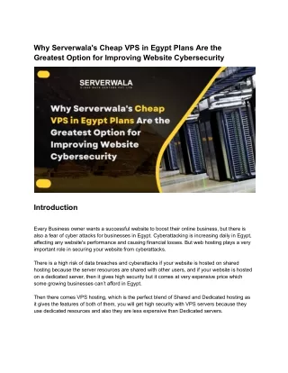 Why Serverwala's Cheap VPS in Egypt Plans Are the Greatest Option for Improving Website Cybersecurity