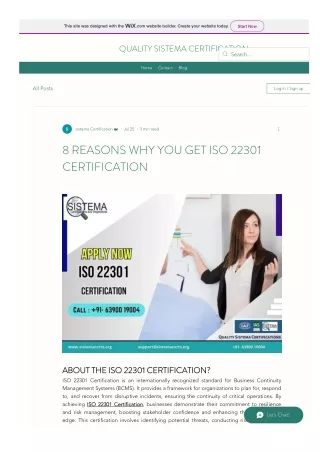 TOP-8 REASONS WHY YOU GET ISO 22301 CERTIFICATION?