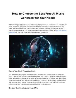 How to Choose the Best Free AI Music Generator for Your Needs