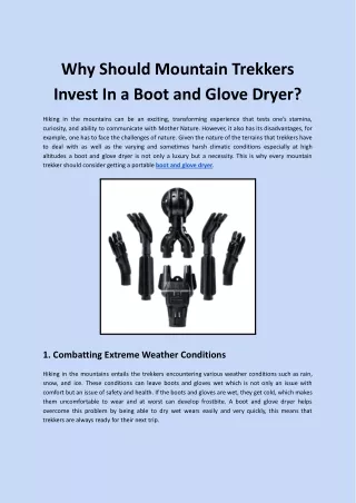 Why Mountain Trekkers  Should Invest In a Boot and Glove Dryer