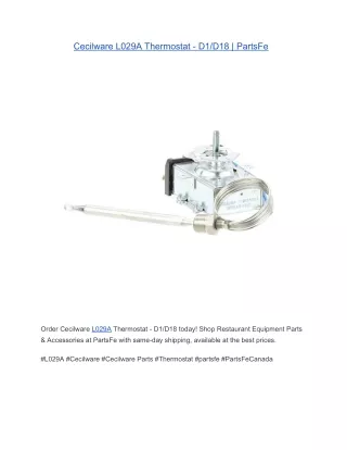 Cecilware L029A Thermostat - D1/D18 | PartsFe