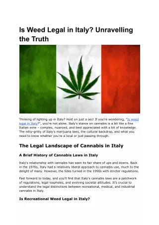 Is Weed Legal in Italy_ Unravelling the Truth