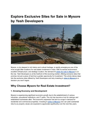 Explore Exclusive Sites for Sale in Mysore by Yesh Developers (1)