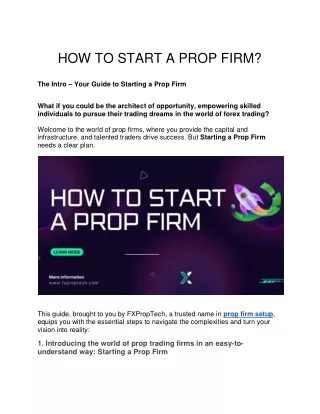 HOW TO START A PROP FIRM