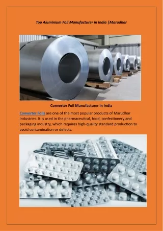 Top Aluminium Foil Manufacturer in India - Marudhar