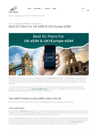 eSIM Plans in the UK: Find the Best Deal