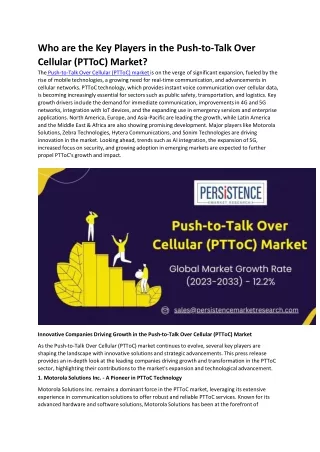 Who are the Key Players in the Push-to-Talk over Cellular (PTToC) Market?