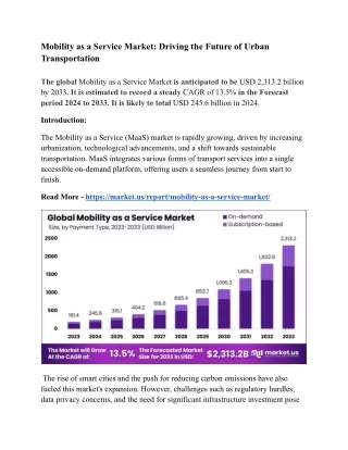 Mobility as a Service Market_ Driving the Future of Urban Transportation