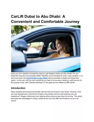 CarLift Dubai to Abu Dhabi_ A Convenient and Comfortable Journey