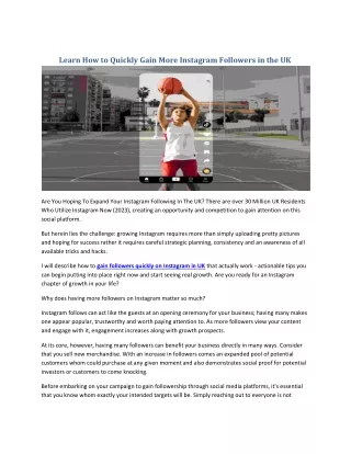 Learn How to Quickly Gain More Instagram Followers in the UK