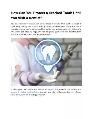 How Can You Protect a Cracked Tooth Until You Visit a Dentist