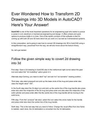 Ever Wondered How to Transform 2D Drawings into 3D Models in AutoCAD
