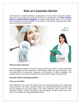 Role of a Cosmetic Dentist