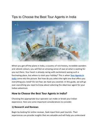 Tips to Choose the Best Tour Agents in India