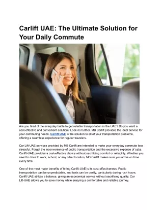 Carlift UAE_ The Ultimate Solution for Your Daily Commute