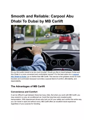 Smooth and Reliable_ Carpool Abu Dhabi To Dubai by MB Carlift