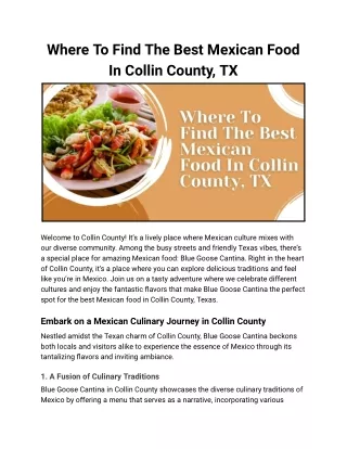 Where To Find The Best Mexican Food In Collin County, TX