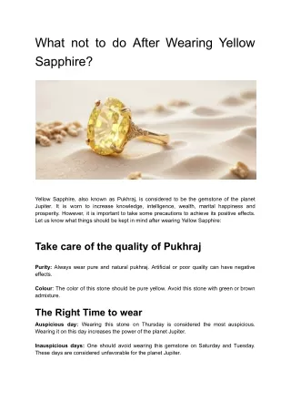 What not to do After Wearing Yellow Sapphire