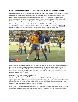 Brazil's Football World Cup Journey Triumphs, Trials and Timeless Legends