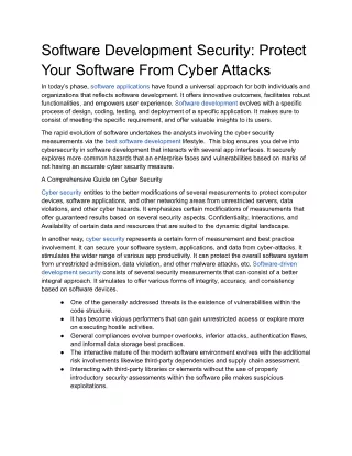 Software Development Security_ Protect Your Software From Cyber Attacks