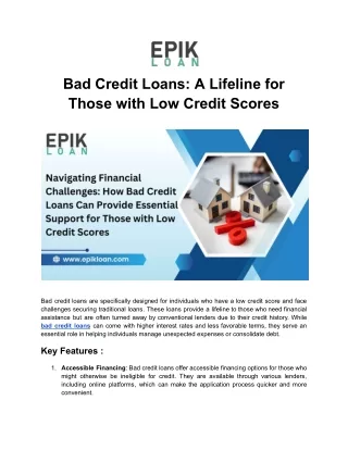 EpikLoan: Quick Approval for Bad Credit Loans