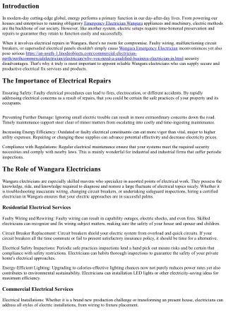 Electrical Repairs in Wangara: Keeping Your Systems Running Smoothly