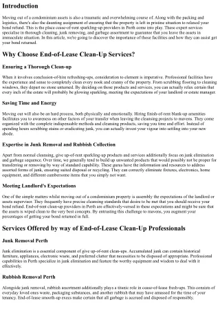 End-of-Lease Clean-Up Services in Perth: Ensuring You Get Your Bond Back!