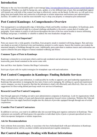The Ultimate Guide to Pest Control in Kamloops: Everything You Need to Know