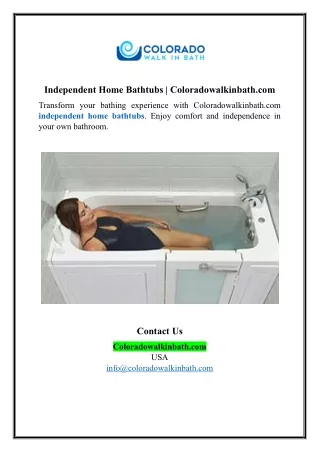 Independent Home Bathtubs | Coloradowalkinbath.com