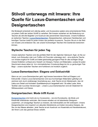 Stilvoll unterwegs mit Imware_ Ihre Quelle für Luxus-Damentaschen und Designertaschen