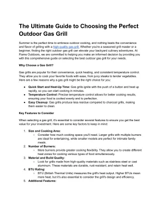 The Ultimate Guide to Choosing the Perfect Outdoor Gas Grill